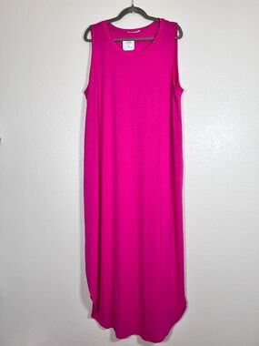Lightweight sleeveless fuchsia maxi dress, size 2X